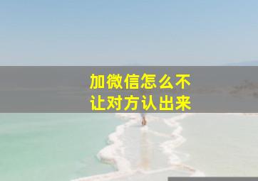 加微信怎么不让对方认出来