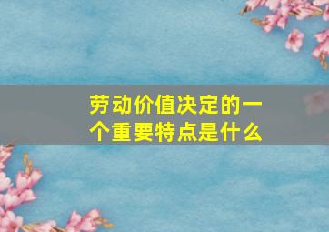 劳动价值决定的一个重要特点是什么