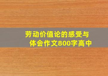 劳动价值论的感受与体会作文800字高中