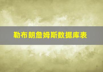 勒布朗詹姆斯数据库表