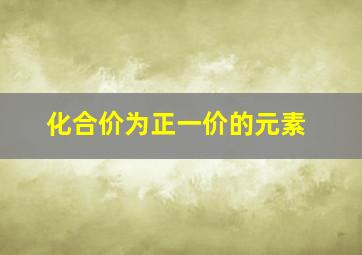 化合价为正一价的元素