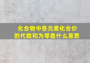 化合物中各元素化合价的代数和为零是什么意思