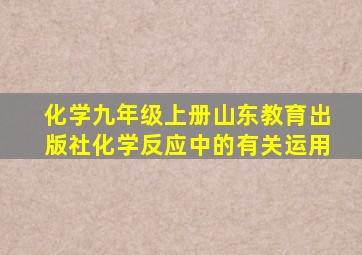 化学九年级上册山东教育出版社化学反应中的有关运用