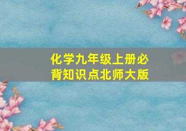 化学九年级上册必背知识点北师大版