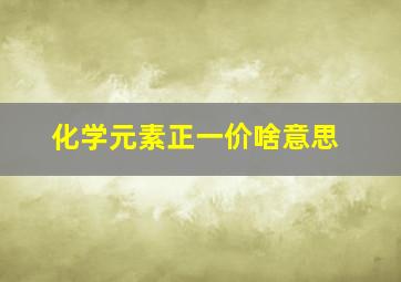 化学元素正一价啥意思