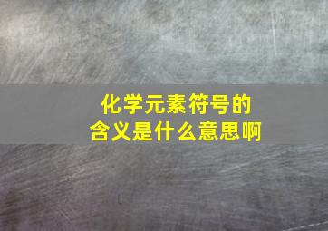 化学元素符号的含义是什么意思啊