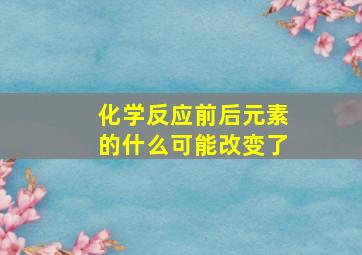 化学反应前后元素的什么可能改变了