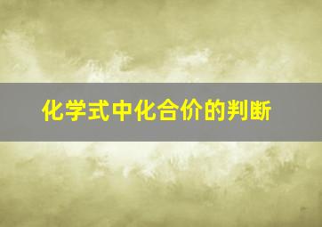 化学式中化合价的判断