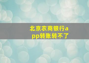 北京农商银行app转账转不了