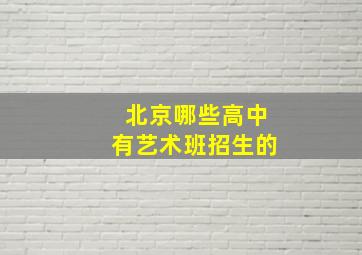 北京哪些高中有艺术班招生的