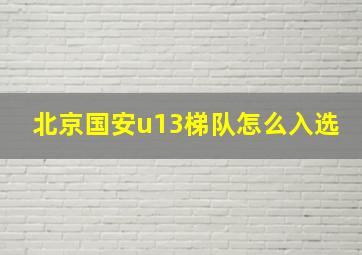 北京国安u13梯队怎么入选