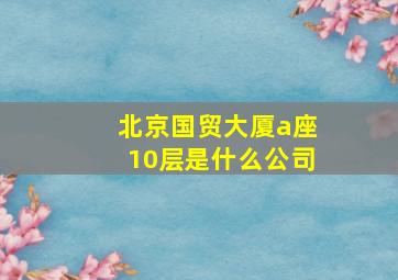 北京国贸大厦a座10层是什么公司