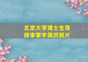 北京大学博士生导师李擎宇简历照片