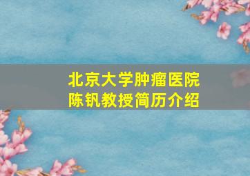 北京大学肿瘤医院陈钒教授简历介绍