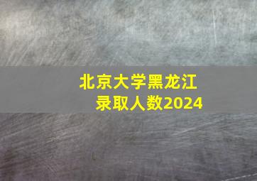 北京大学黑龙江录取人数2024