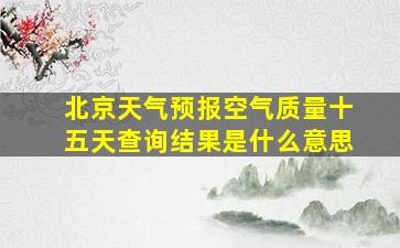 北京天气预报空气质量十五天查询结果是什么意思