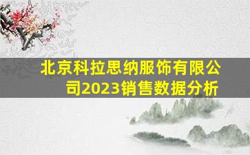 北京科拉思纳服饰有限公司2023销售数据分析