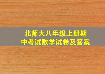 北师大八年级上册期中考试数学试卷及答案