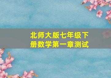 北师大版七年级下册数学第一章测试