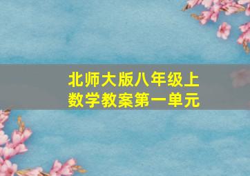 北师大版八年级上数学教案第一单元