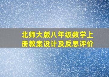 北师大版八年级数学上册教案设计及反思评价