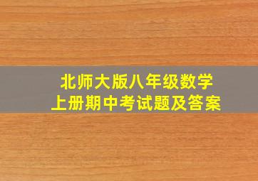 北师大版八年级数学上册期中考试题及答案