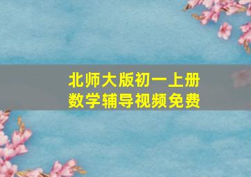 北师大版初一上册数学辅导视频免费