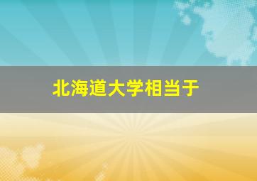 北海道大学相当于