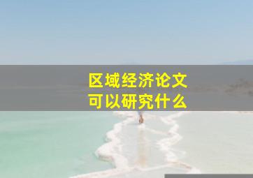 区域经济论文可以研究什么