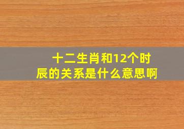 十二生肖和12个时辰的关系是什么意思啊