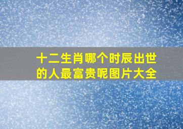 十二生肖哪个时辰出世的人最富贵呢图片大全