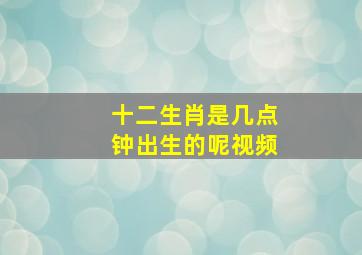 十二生肖是几点钟出生的呢视频