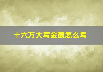 十六万大写金额怎么写