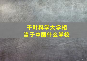 千叶科学大学相当于中国什么学校