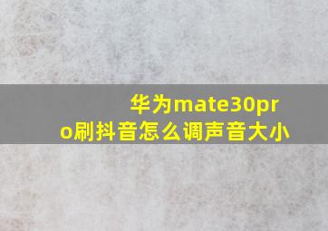 华为mate30pro刷抖音怎么调声音大小