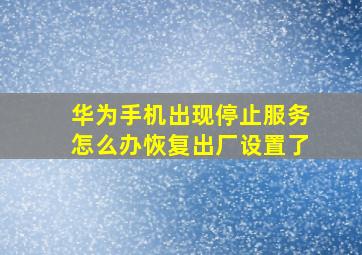 华为手机出现停止服务怎么办恢复出厂设置了