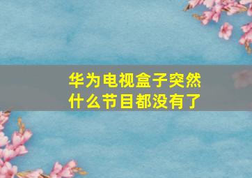 华为电视盒子突然什么节目都没有了