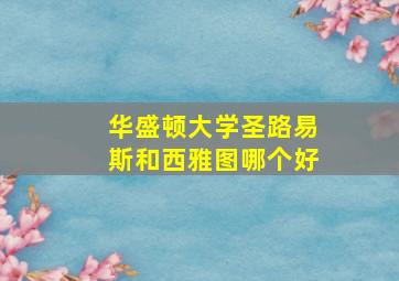 华盛顿大学圣路易斯和西雅图哪个好