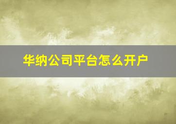 华纳公司平台怎么开户