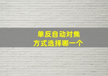 单反自动对焦方式选择哪一个