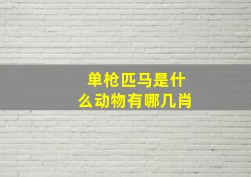 单枪匹马是什么动物有哪几肖