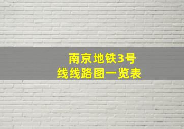 南京地铁3号线线路图一览表