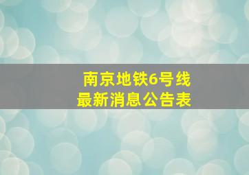 南京地铁6号线最新消息公告表