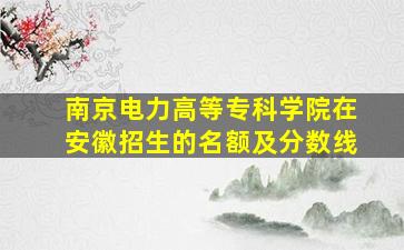 南京电力高等专科学院在安徽招生的名额及分数线