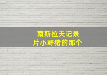 南斯拉夫记录片小野猪的那个