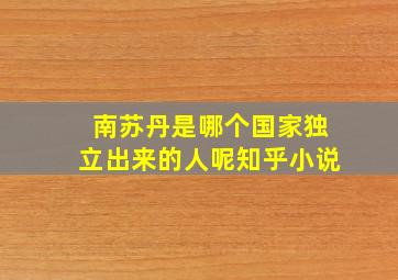 南苏丹是哪个国家独立出来的人呢知乎小说