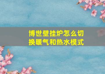 博世壁挂炉怎么切换暖气和热水模式