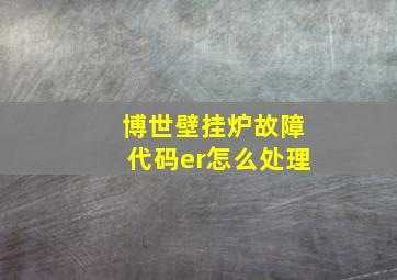 博世壁挂炉故障代码er怎么处理