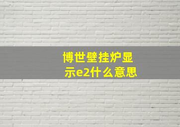 博世壁挂炉显示e2什么意思