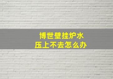 博世壁挂炉水压上不去怎么办